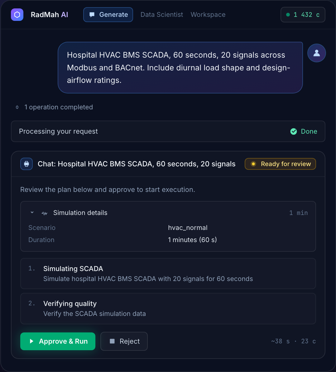 RadMah AI — product interface